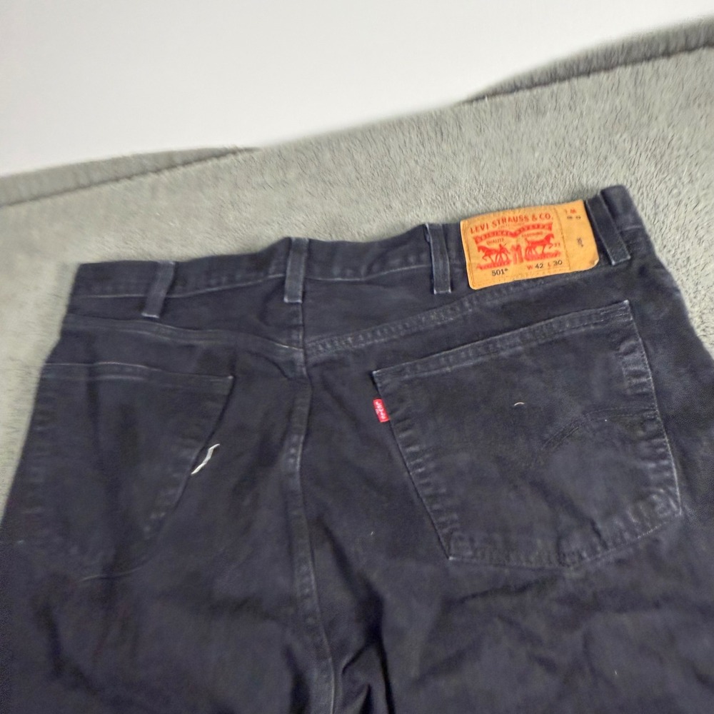 Levis 501 Original Fit Mens Black Straight Leg Button Fly Denim Jeans 42x30
